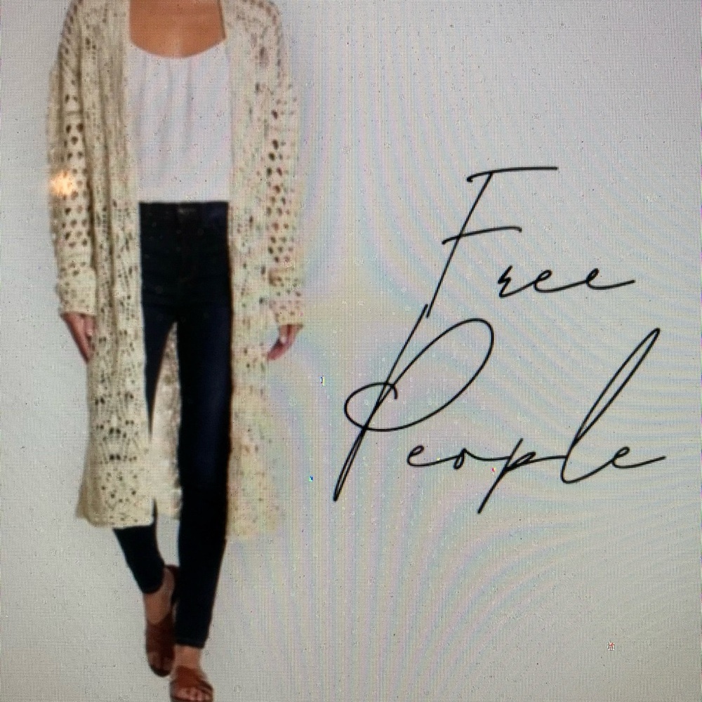 NWOT Free People macrame sweater coat, size M